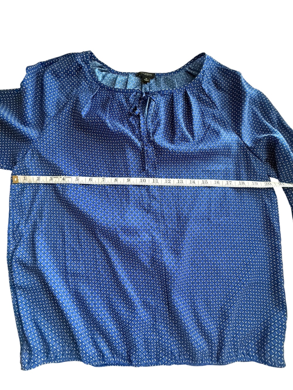 Ann Taylor Royal Blue Printed Tie-Front Blouse - Picture 5 of 8